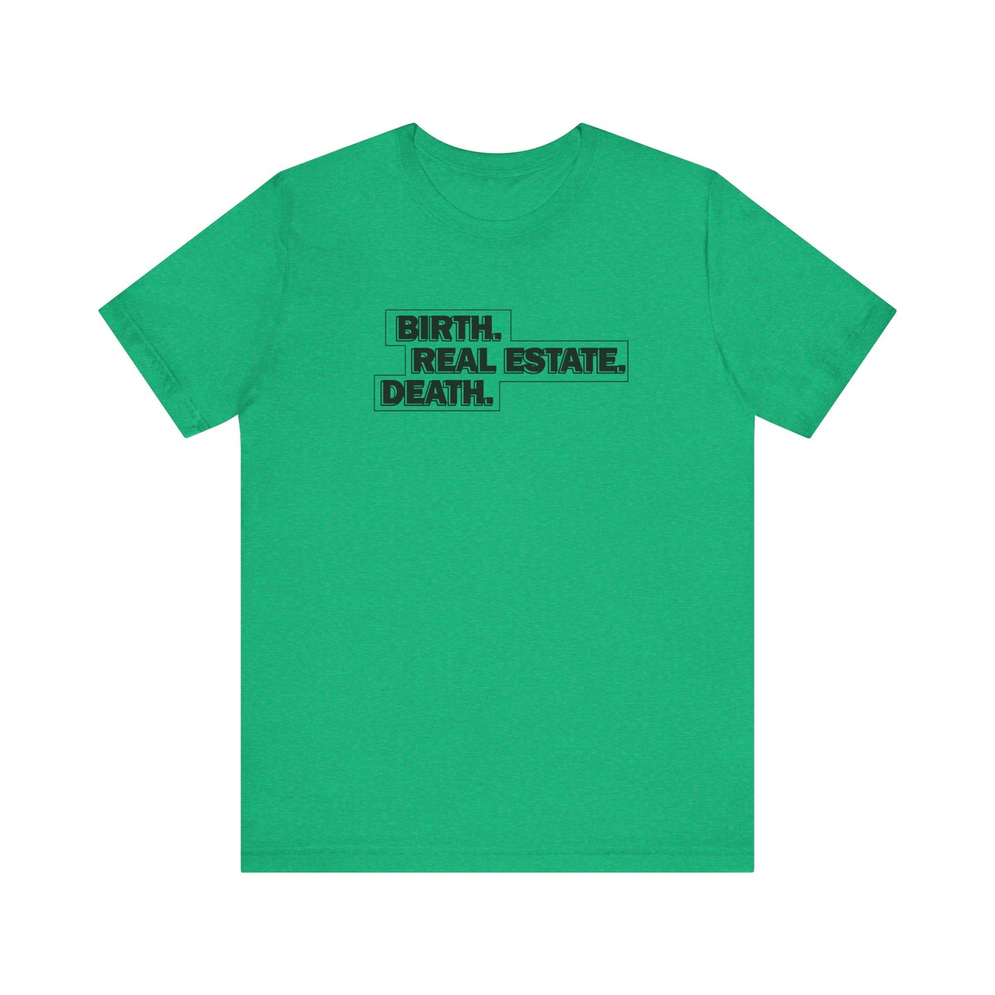 Birth. Real Estate. Death. Tee