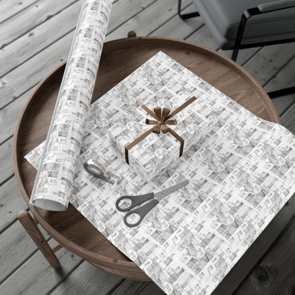🏙️✨ "Apartments Under Construction" Hand - Drawn Wrapping Paper🎁 - Home Decor | ShirtyAgents