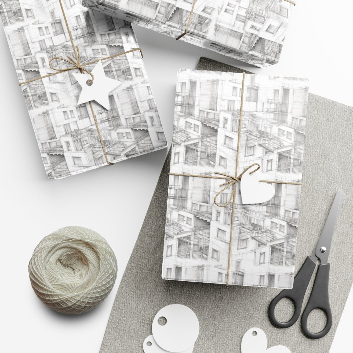 🏙️✨ "Apartments Under Construction" Hand - Drawn Wrapping Paper🎁 - Home Decor | ShirtyAgents