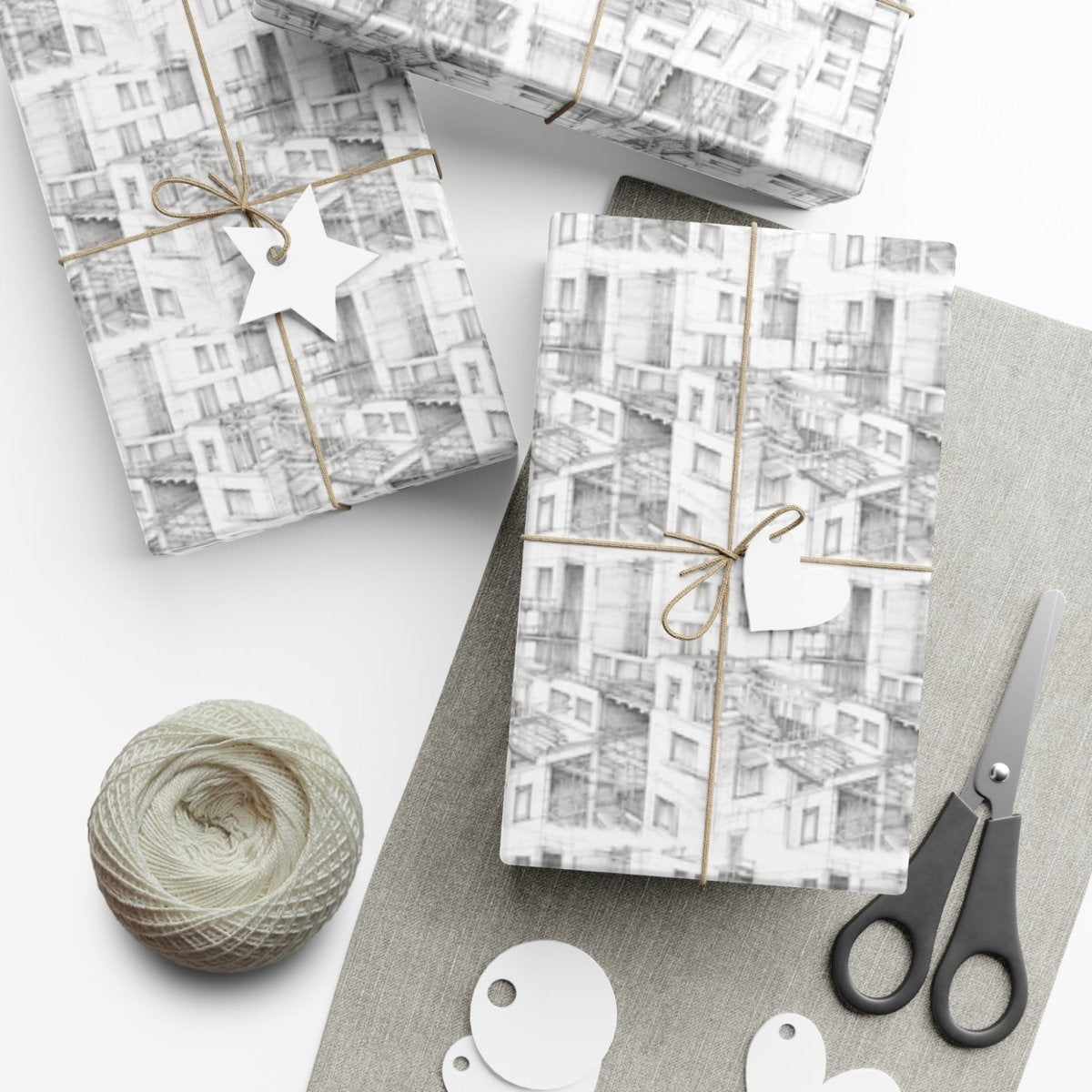 🏙️✨ "Apartments Under Construction" Hand - Drawn Wrapping Paper🎁 - Home Decor | ShirtyAgents
