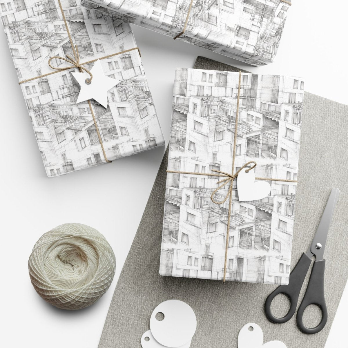🏙️✨ "Apartments Under Construction" Hand - Drawn Wrapping Paper🎁 - Home Decor | ShirtyAgents