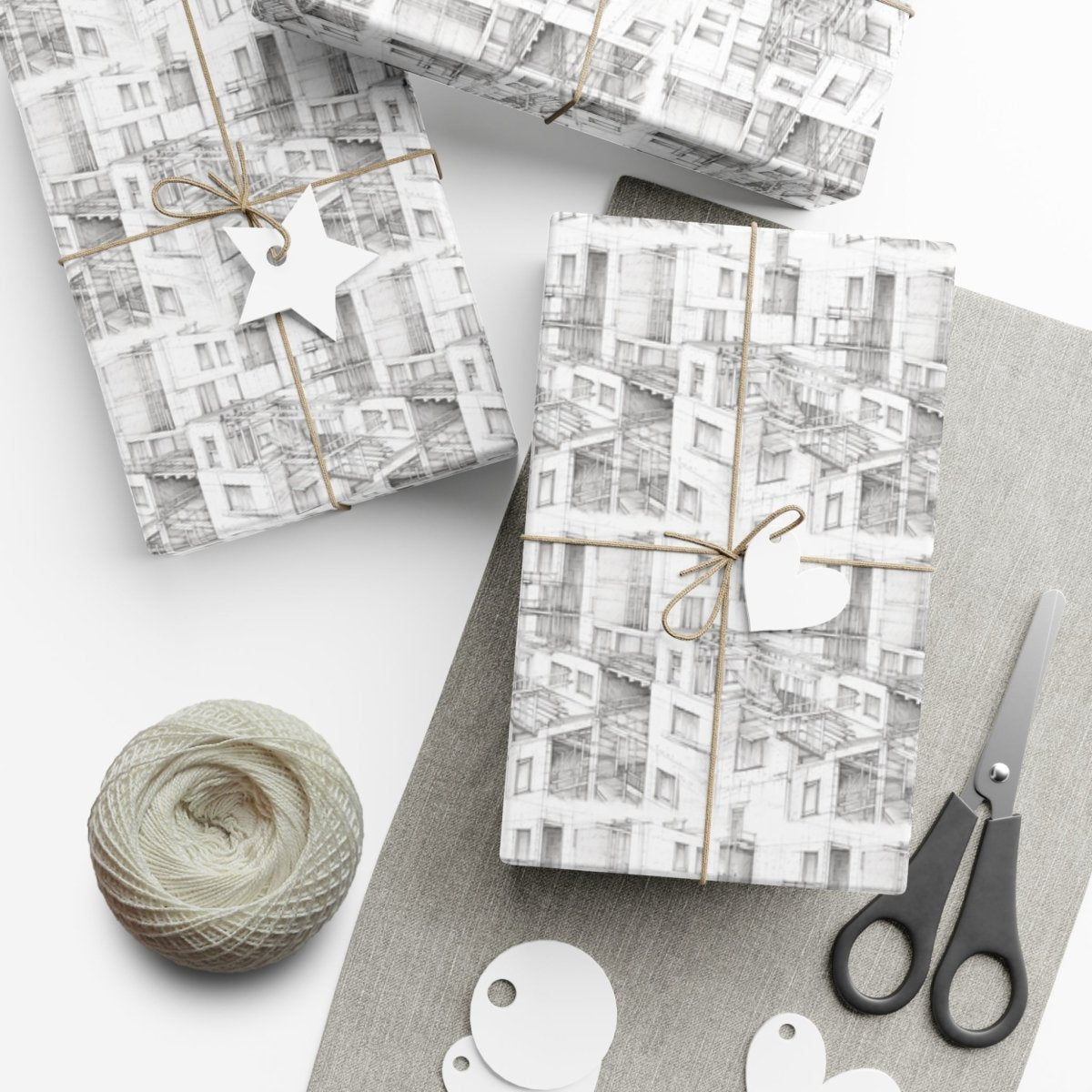 🏙️✨ "Apartments Under Construction" Hand - Drawn Wrapping Paper🎁 - Home Decor | ShirtyAgents