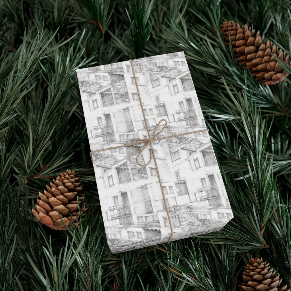 🏙️✨ "Apartments Under Construction" Hand - Drawn Wrapping Paper🎁 - Home Decor | ShirtyAgents