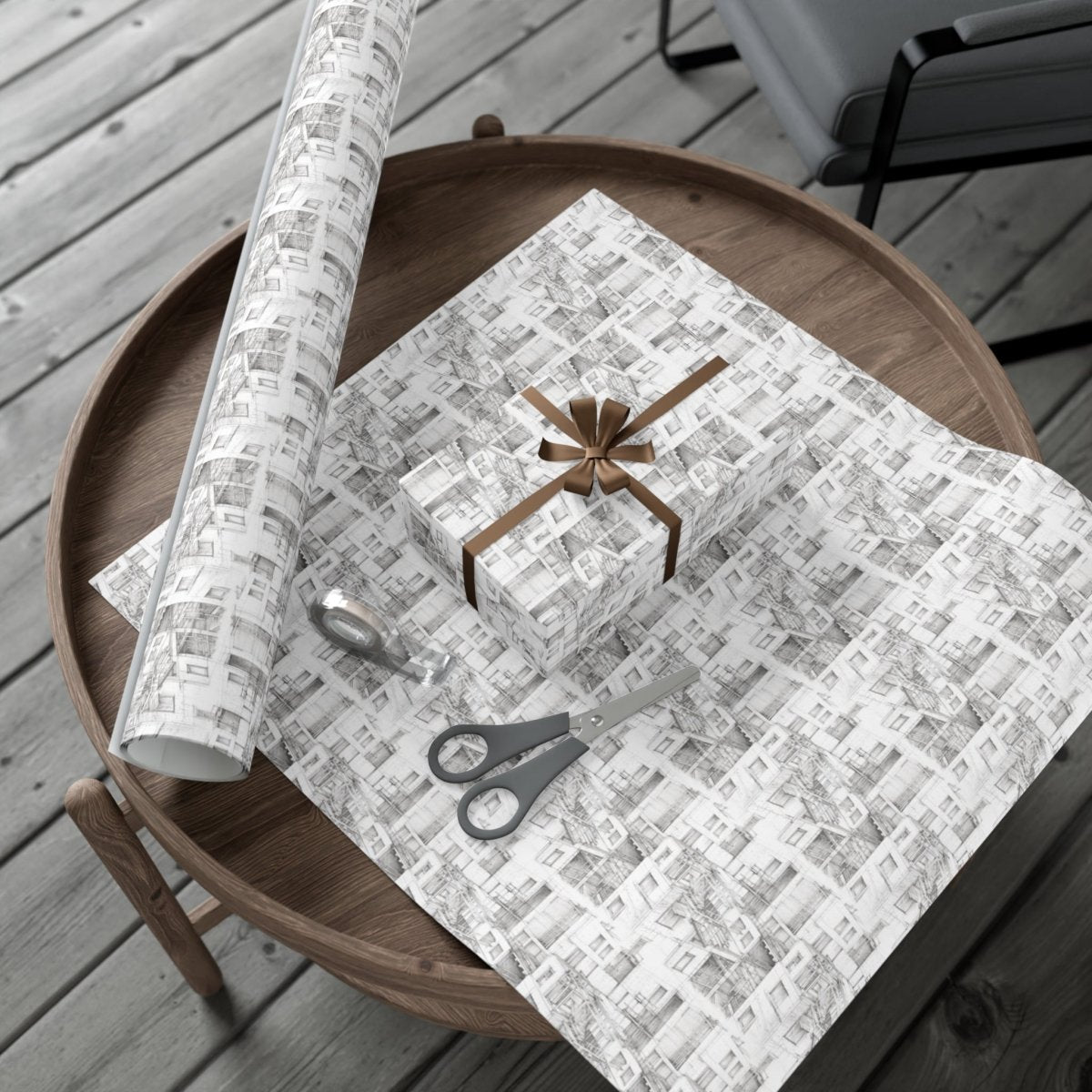 🏙️✨ "Apartments Under Construction" Hand - Drawn Wrapping Paper🎁 - Home Decor | ShirtyAgents