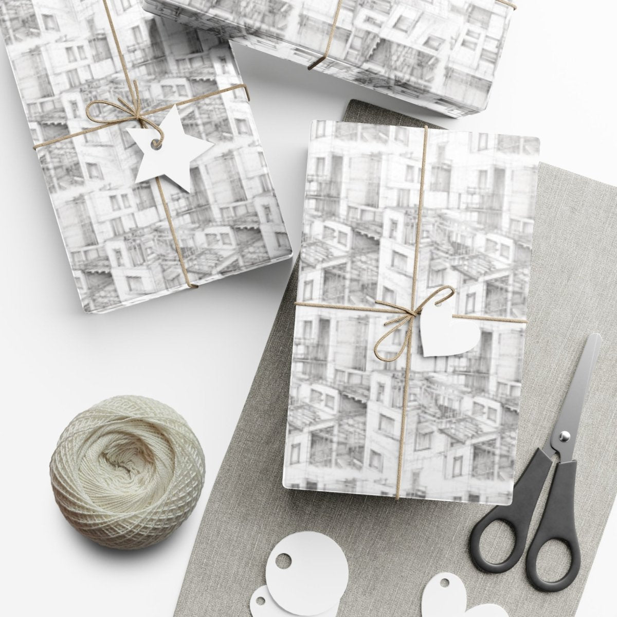 🏙️✨ "Apartments Under Construction" Hand - Drawn Wrapping Paper🎁 - Home Decor | ShirtyAgents