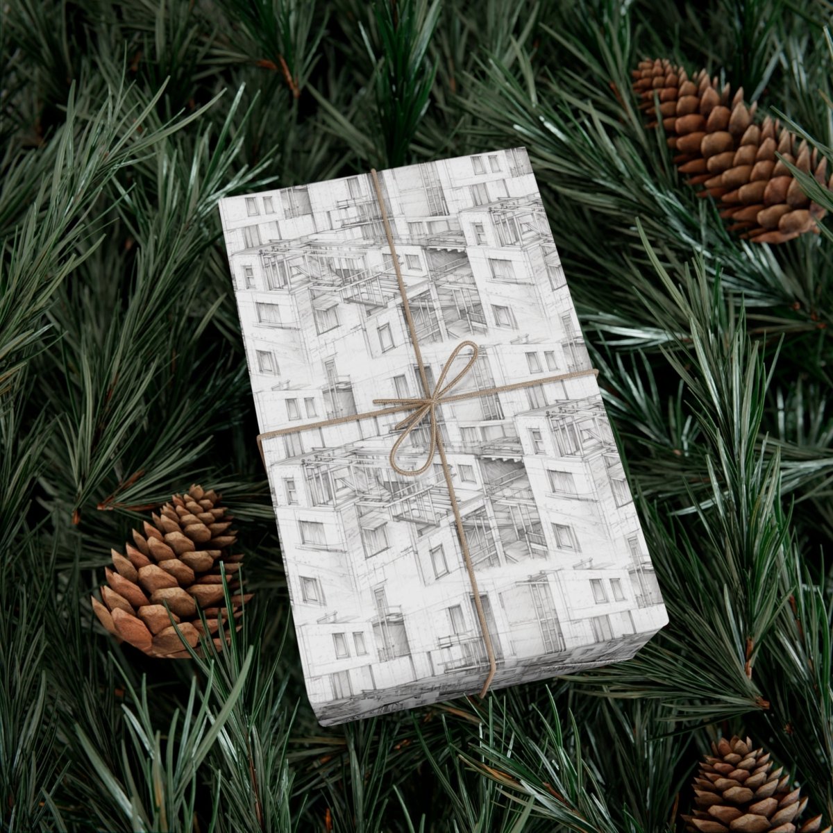 🏙️✨ "Apartments Under Construction" Hand - Drawn Wrapping Paper🎁 - Home Decor | ShirtyAgents