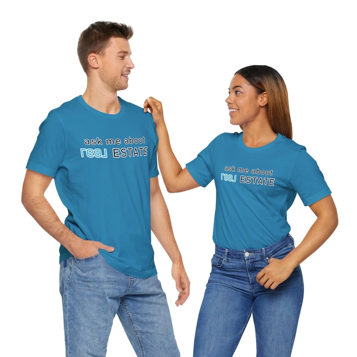 Ask Me About Real Broker Estate Blue Logo - T-Shirt | ShirtyAgents