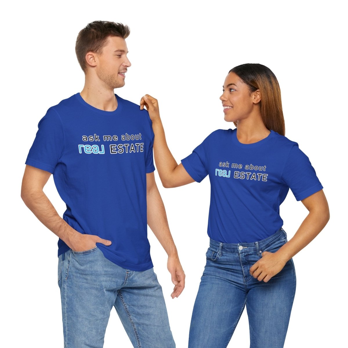Ask Me About Real Broker Estate Blue Logo - T-Shirt | ShirtyAgents