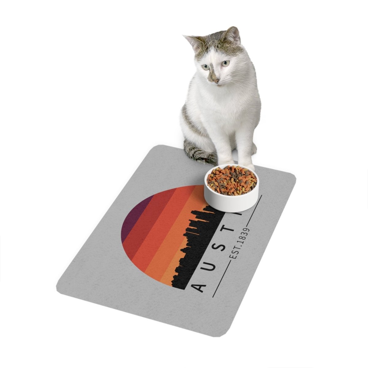 Austin Retro Skyline Pet Food Mat - Pets | ShirtyAgents