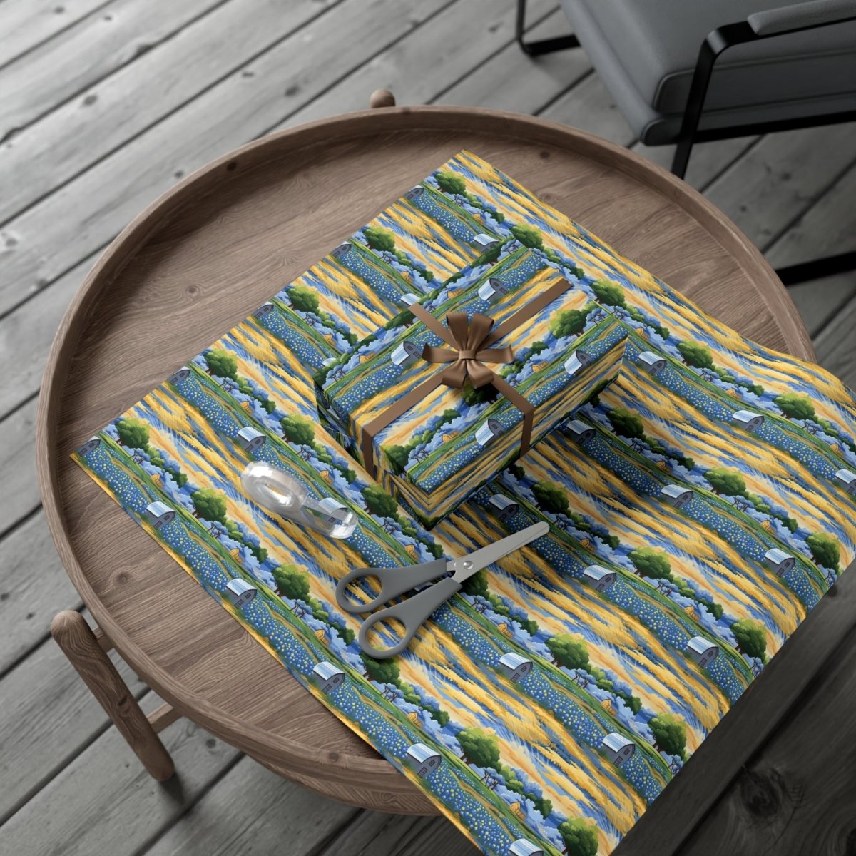 Barns and Blue Bonnets Gift Wrap - Home Decor | ShirtyAgents
