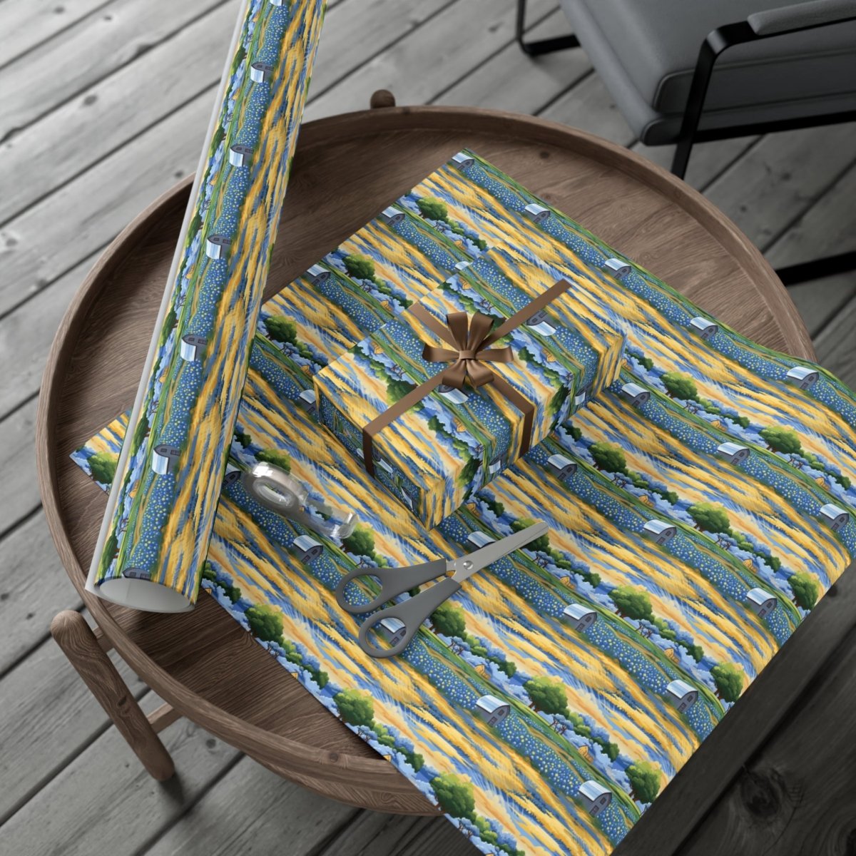Barns and Blue Bonnets Gift Wrap - Home Decor | ShirtyAgents