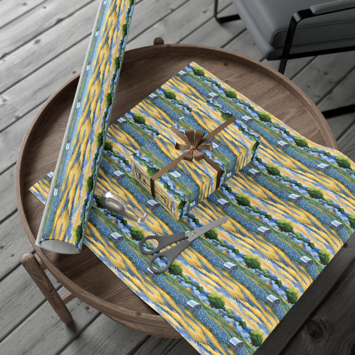 Barns and Blue Bonnets Gift Wrap - Home Decor | ShirtyAgents
