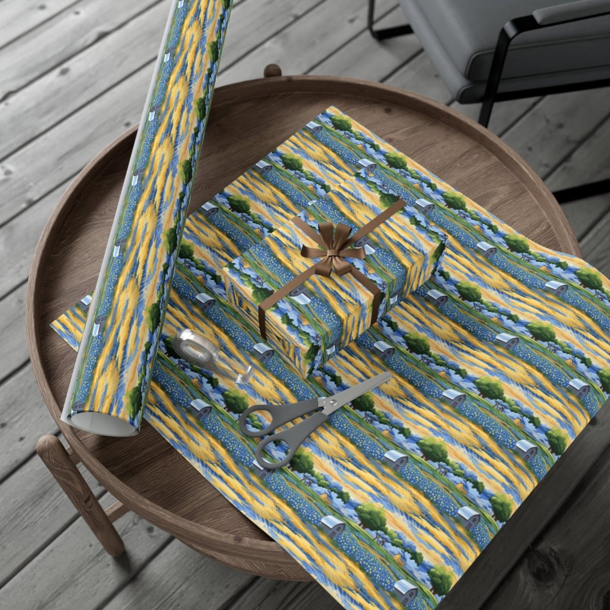 Barns and Blue Bonnets Gift Wrap - Home Decor | ShirtyAgents