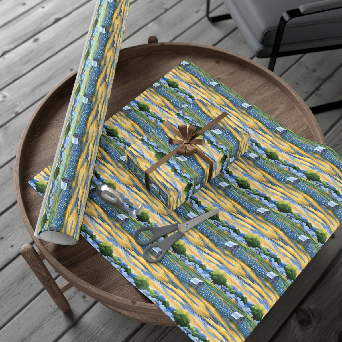 Barns and Blue Bonnets Gift Wrap - Home Decor | ShirtyAgents
