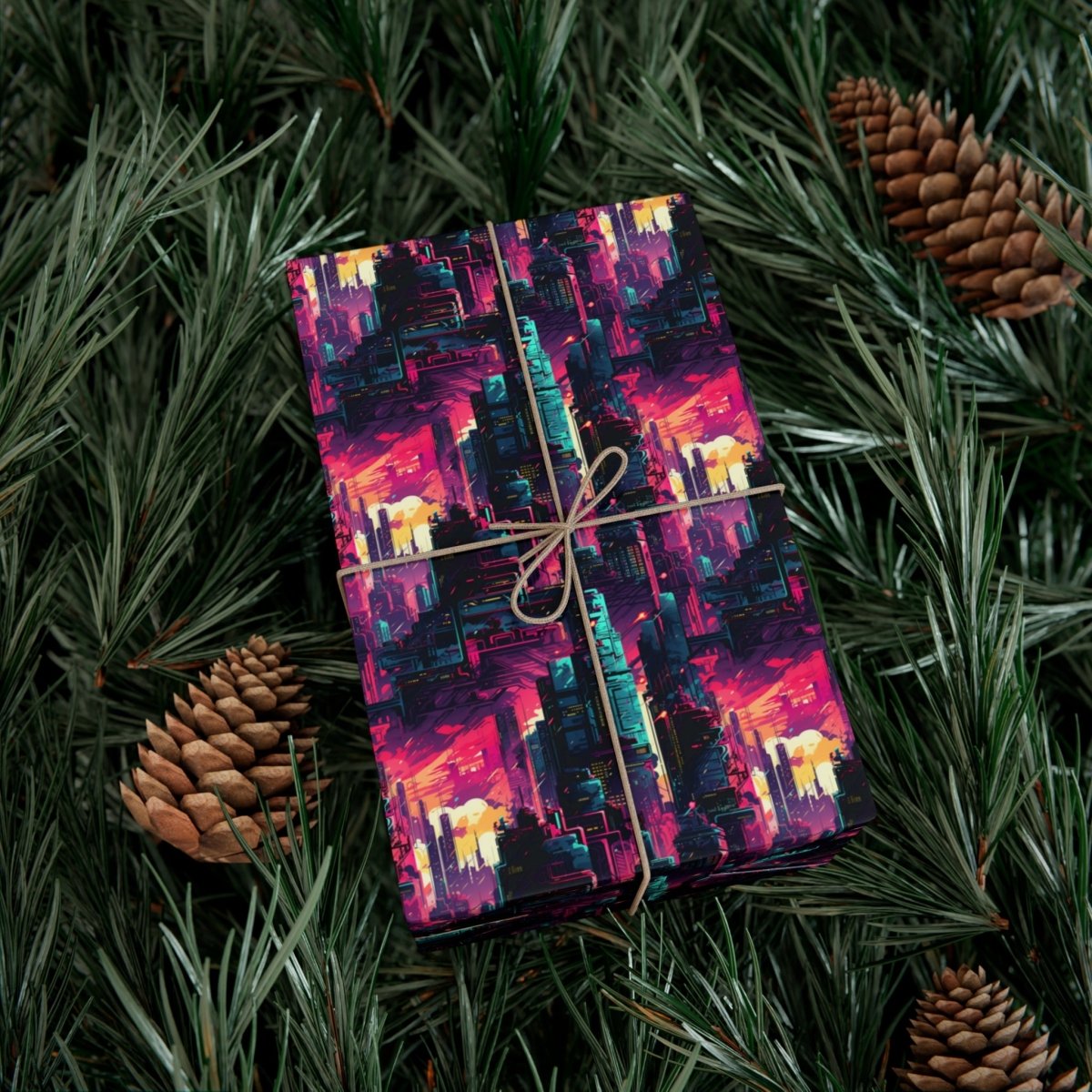City in the Sky Cyberpunk Style Gift Wrap - Home Decor | ShirtyAgents