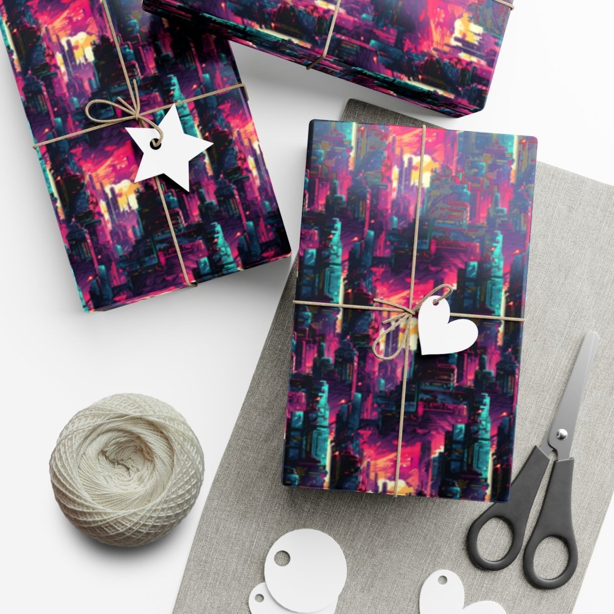 City in the Sky Cyberpunk Style Gift Wrap - Home Decor | ShirtyAgents