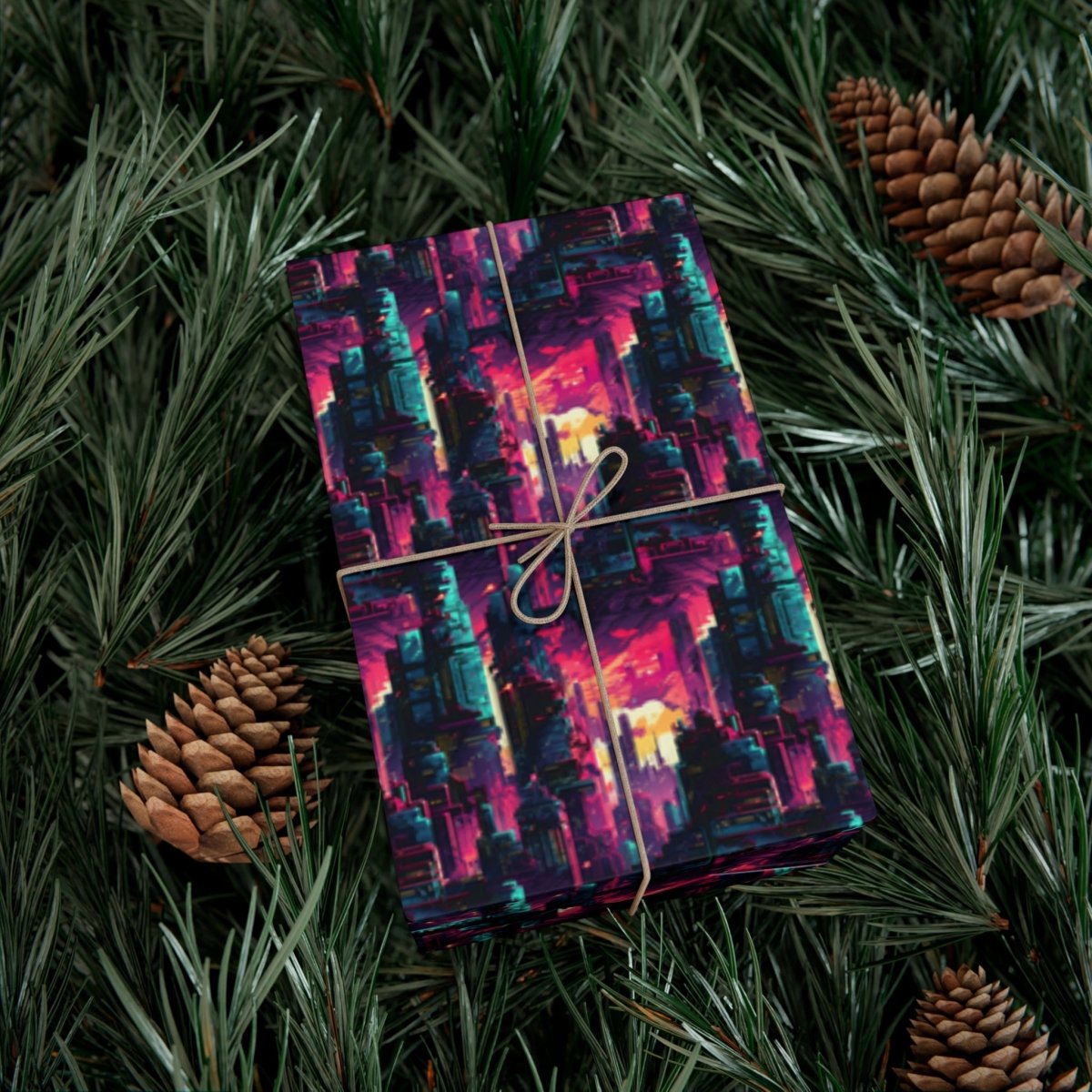 City in the Sky Cyberpunk Style Gift Wrap - Home Decor | ShirtyAgents
