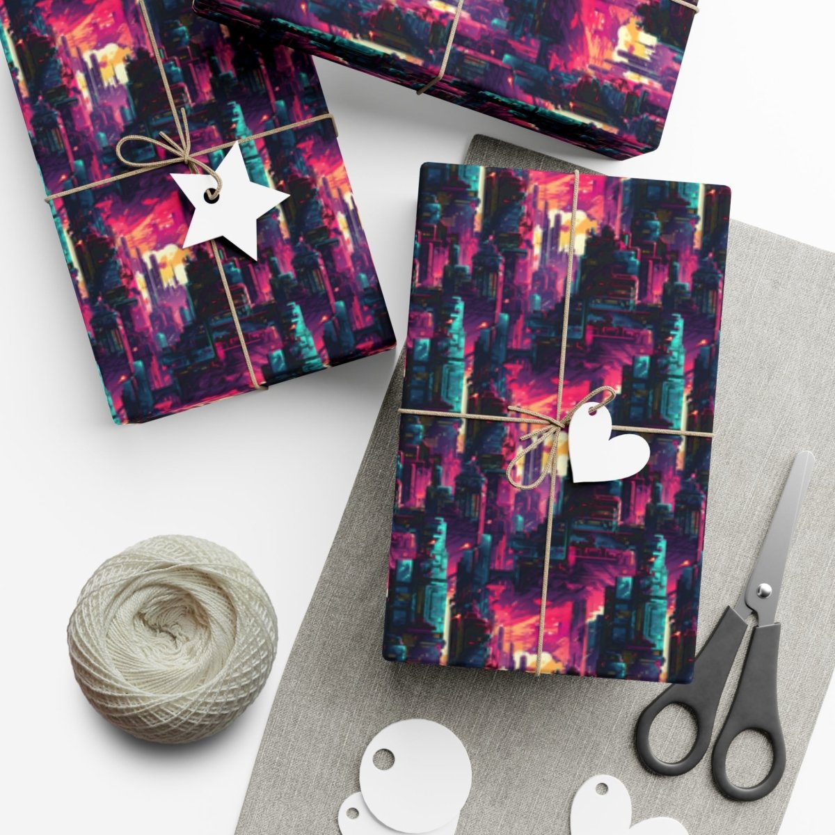 City in the Sky Cyberpunk Style Gift Wrap - Home Decor | ShirtyAgents
