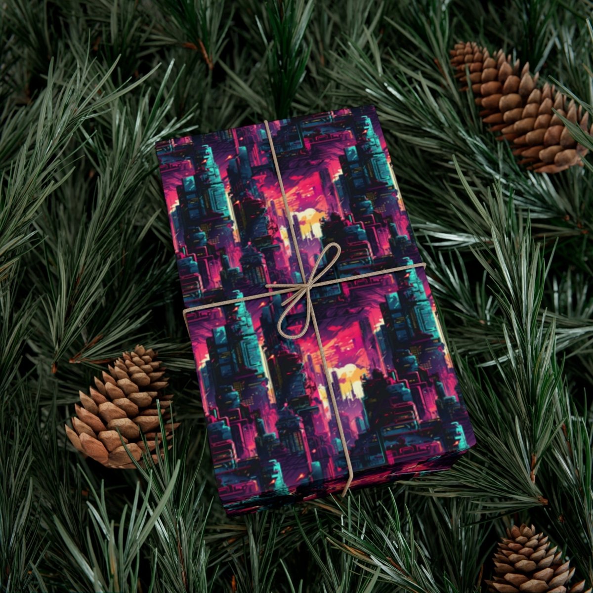 City in the Sky Cyberpunk Style Gift Wrap - Home Decor | ShirtyAgents