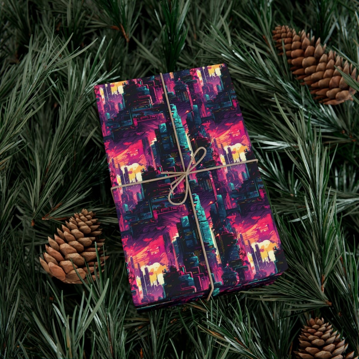 City in the Sky Cyberpunk Style Gift Wrap - Home Decor | ShirtyAgents