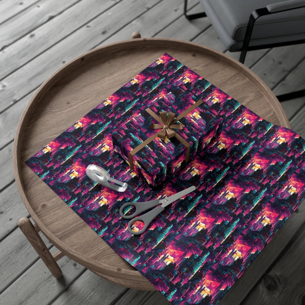 City in the Sky Cyberpunk Style Gift Wrap - Home Decor | ShirtyAgents