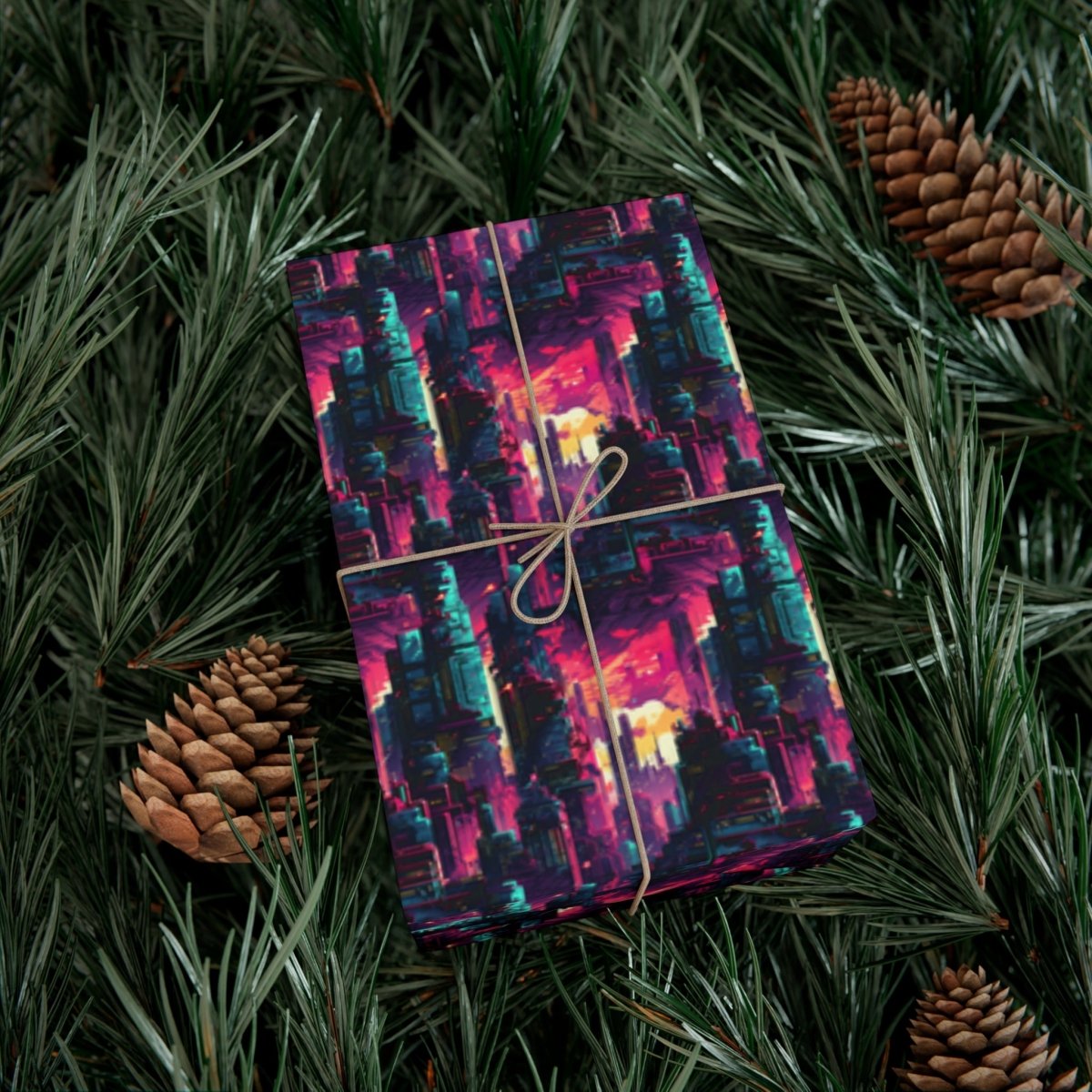 City in the Sky Cyberpunk Style Gift Wrap - Home Decor | ShirtyAgents