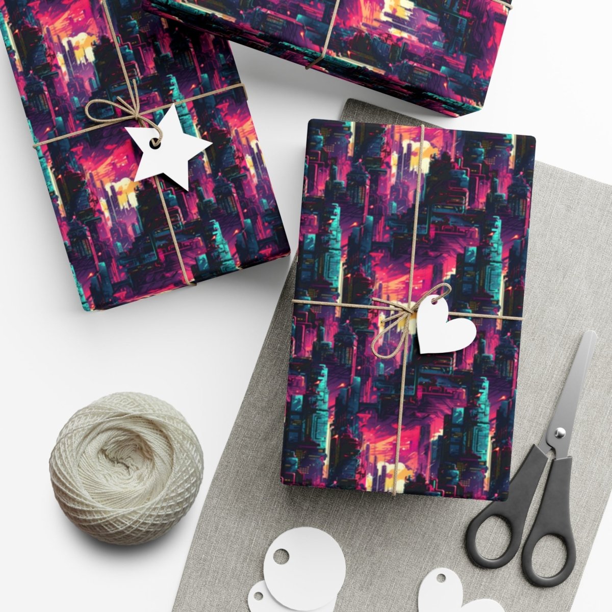 City in the Sky Cyberpunk Style Gift Wrap - Home Decor | ShirtyAgents