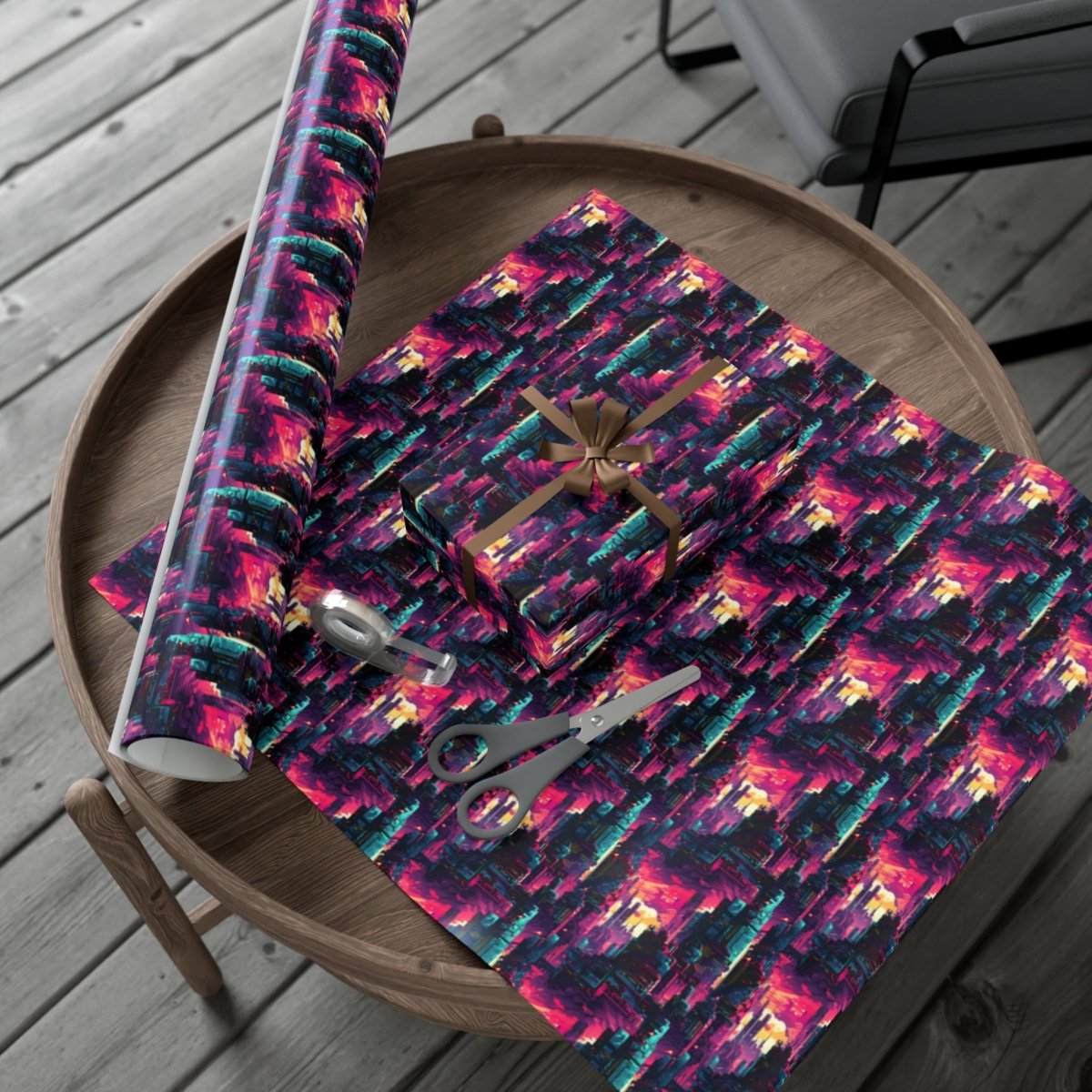 City in the Sky Cyberpunk Style Gift Wrap - Home Decor | ShirtyAgents