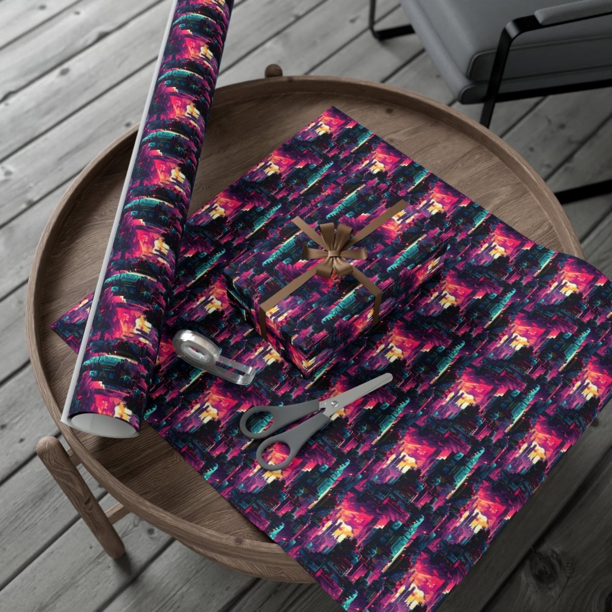 City in the Sky Cyberpunk Style Gift Wrap - Home Decor | ShirtyAgents