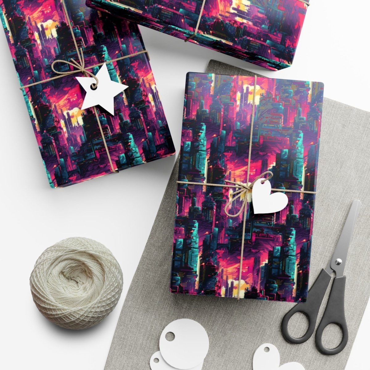 City in the Sky Cyberpunk Style Gift Wrap - Home Decor | ShirtyAgents