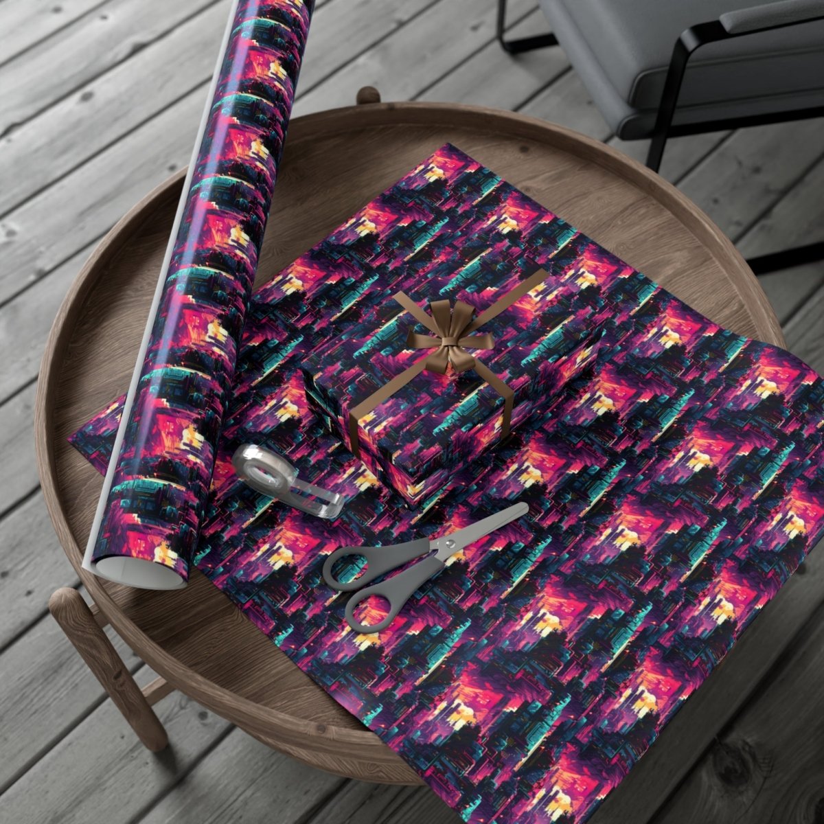 City in the Sky Cyberpunk Style Gift Wrap - Home Decor | ShirtyAgents