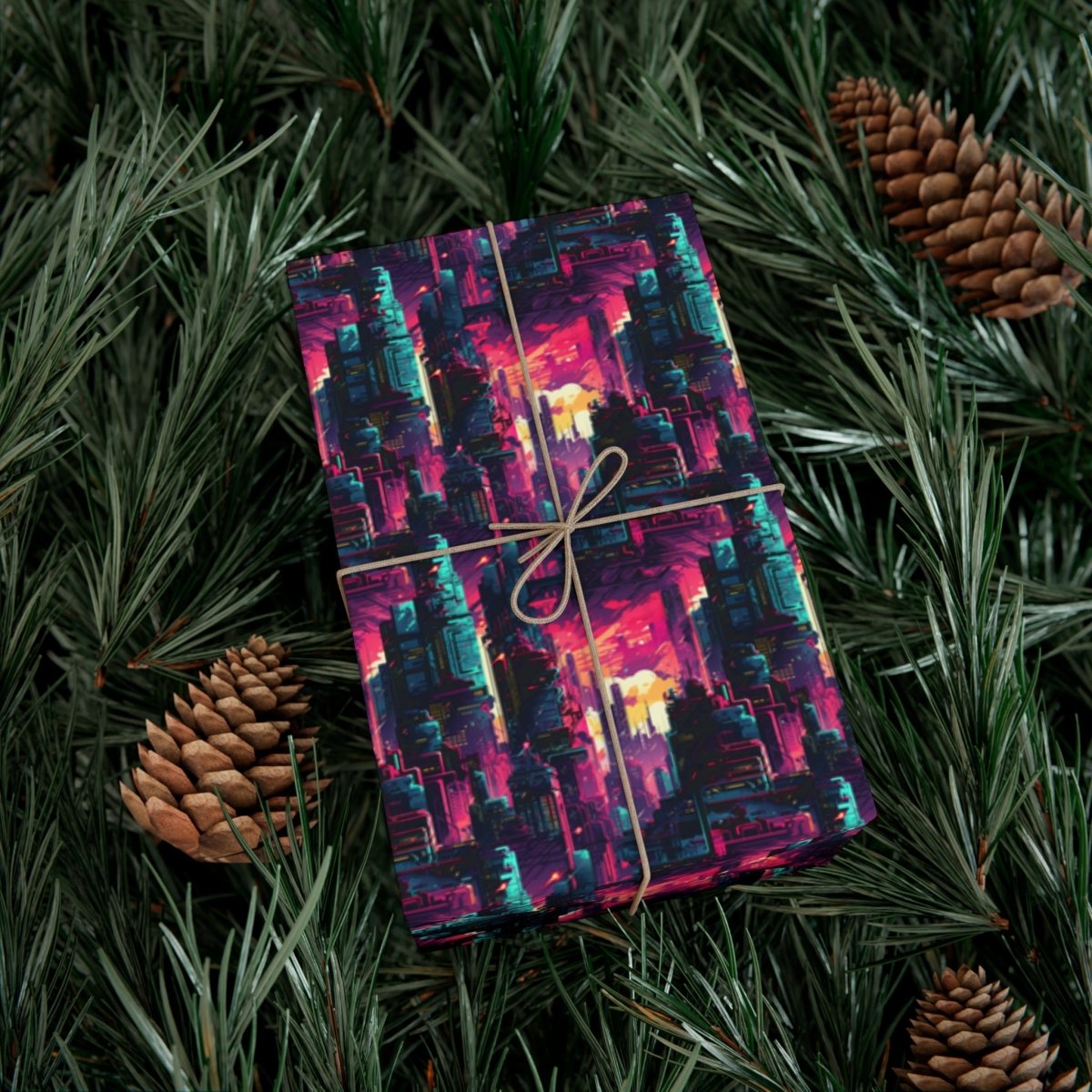 City in the Sky Cyberpunk Style Gift Wrap - Home Decor | ShirtyAgents