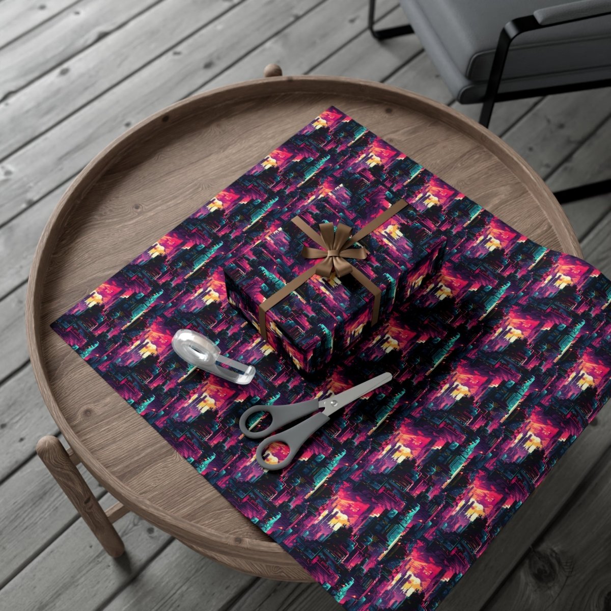 City in the Sky Cyberpunk Style Gift Wrap - Home Decor | ShirtyAgents