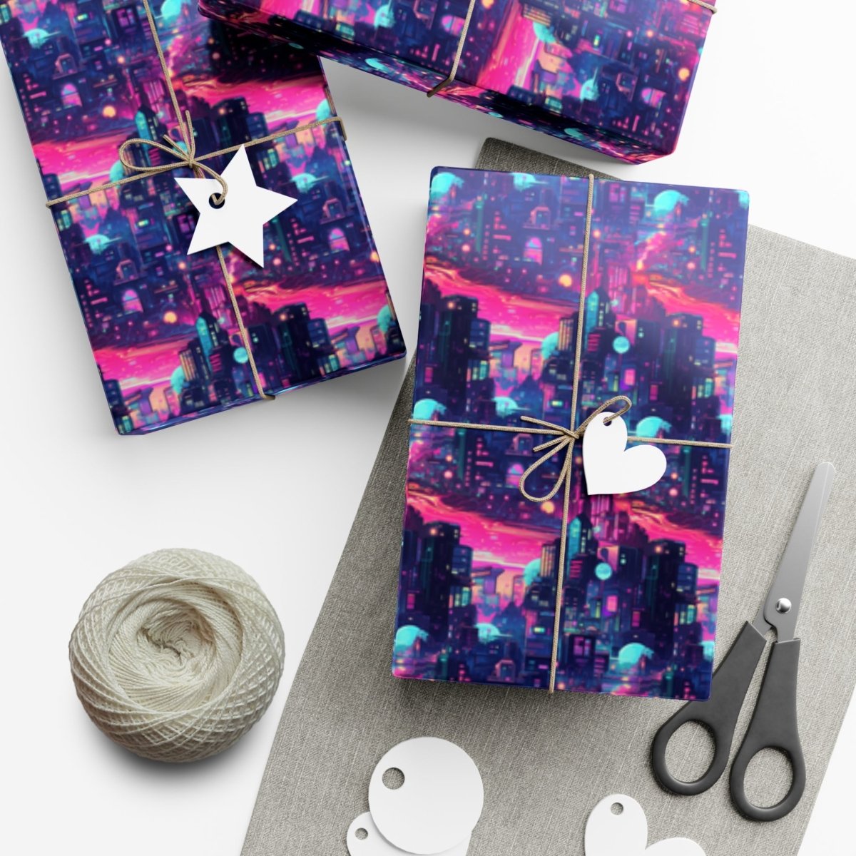 Futuristic Cityscape Gift Wrap - Home Decor | ShirtyAgents