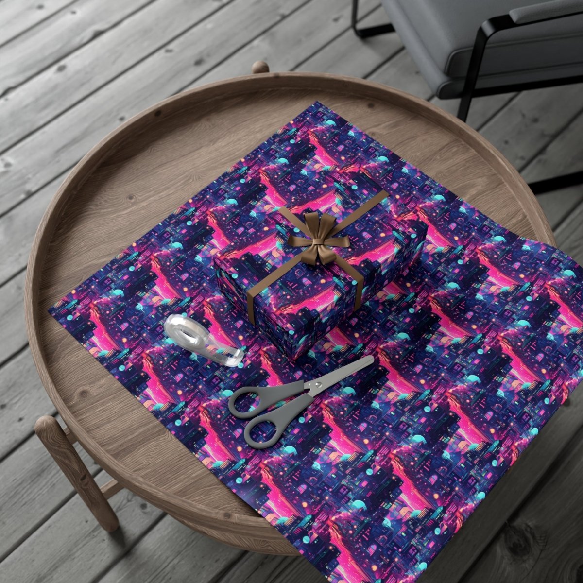 Futuristic Cityscape Gift Wrap - Home Decor | ShirtyAgents