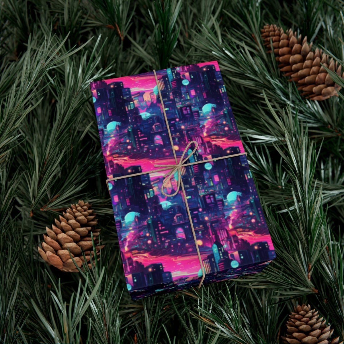 Futuristic Cityscape Gift Wrap - Home Decor | ShirtyAgents