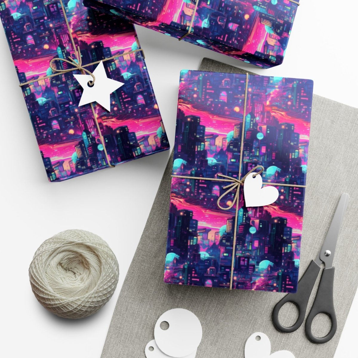 Futuristic Cityscape Gift Wrap - Home Decor | ShirtyAgents