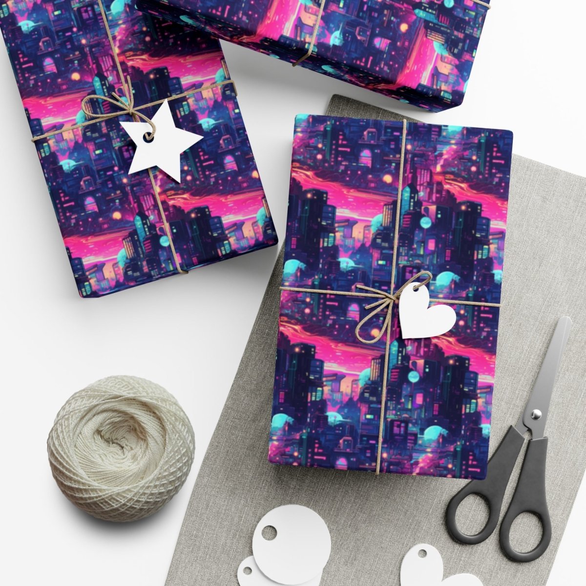Futuristic Cityscape Gift Wrap - Home Decor | ShirtyAgents