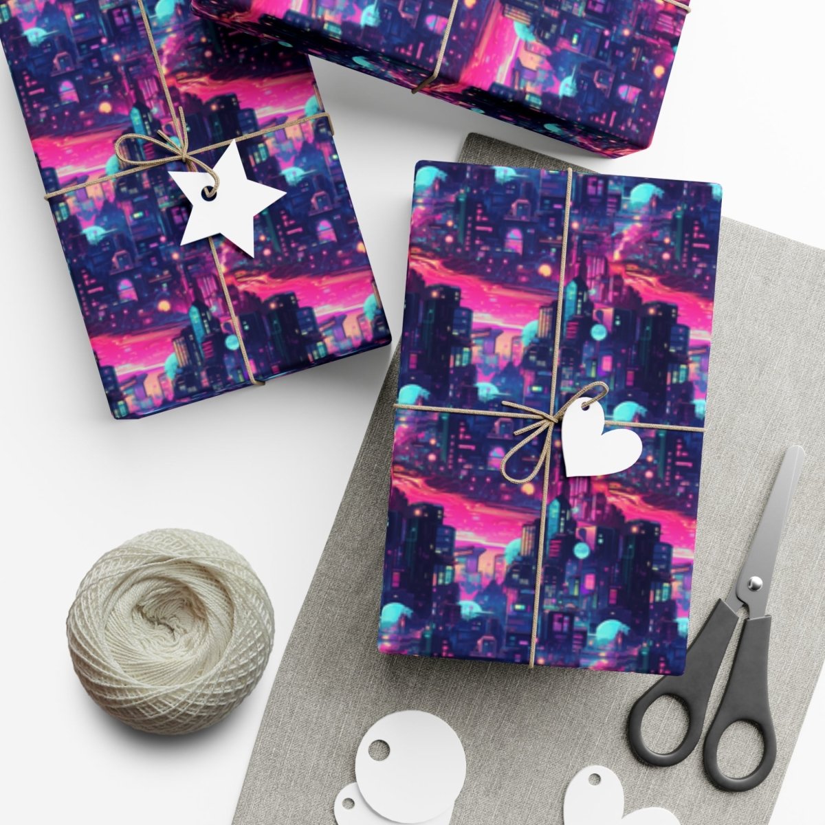 Futuristic Cityscape Gift Wrap - Home Decor | ShirtyAgents