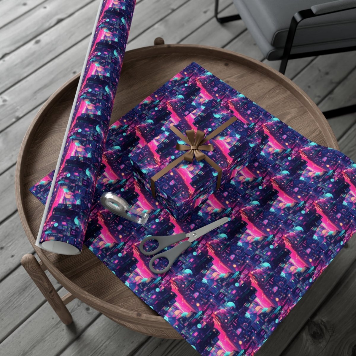 Futuristic Cityscape Gift Wrap - Home Decor | ShirtyAgents