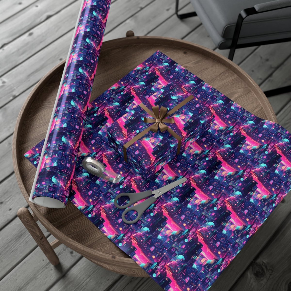 Futuristic Cityscape Gift Wrap - Home Decor | ShirtyAgents