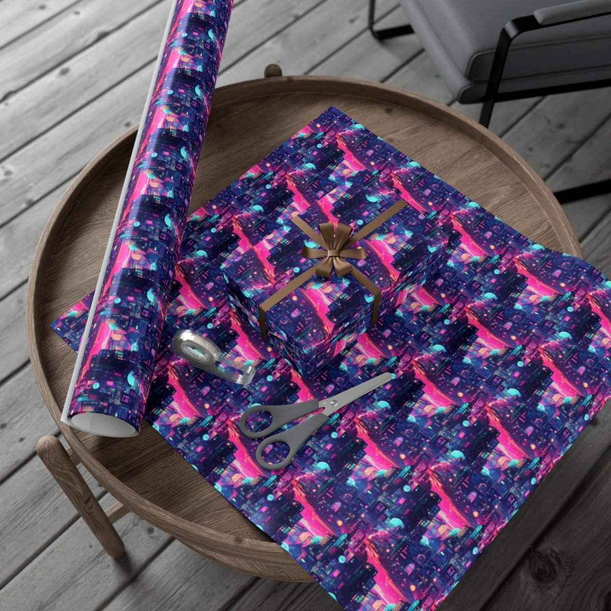 Futuristic Cityscape Gift Wrap - Home Decor | ShirtyAgents