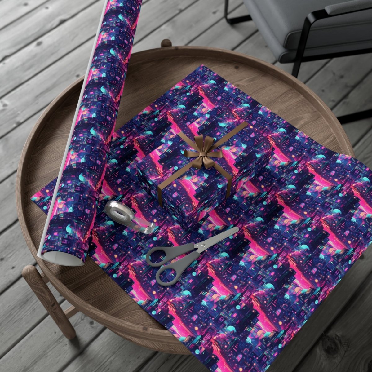 Futuristic Cityscape Gift Wrap - Home Decor | ShirtyAgents