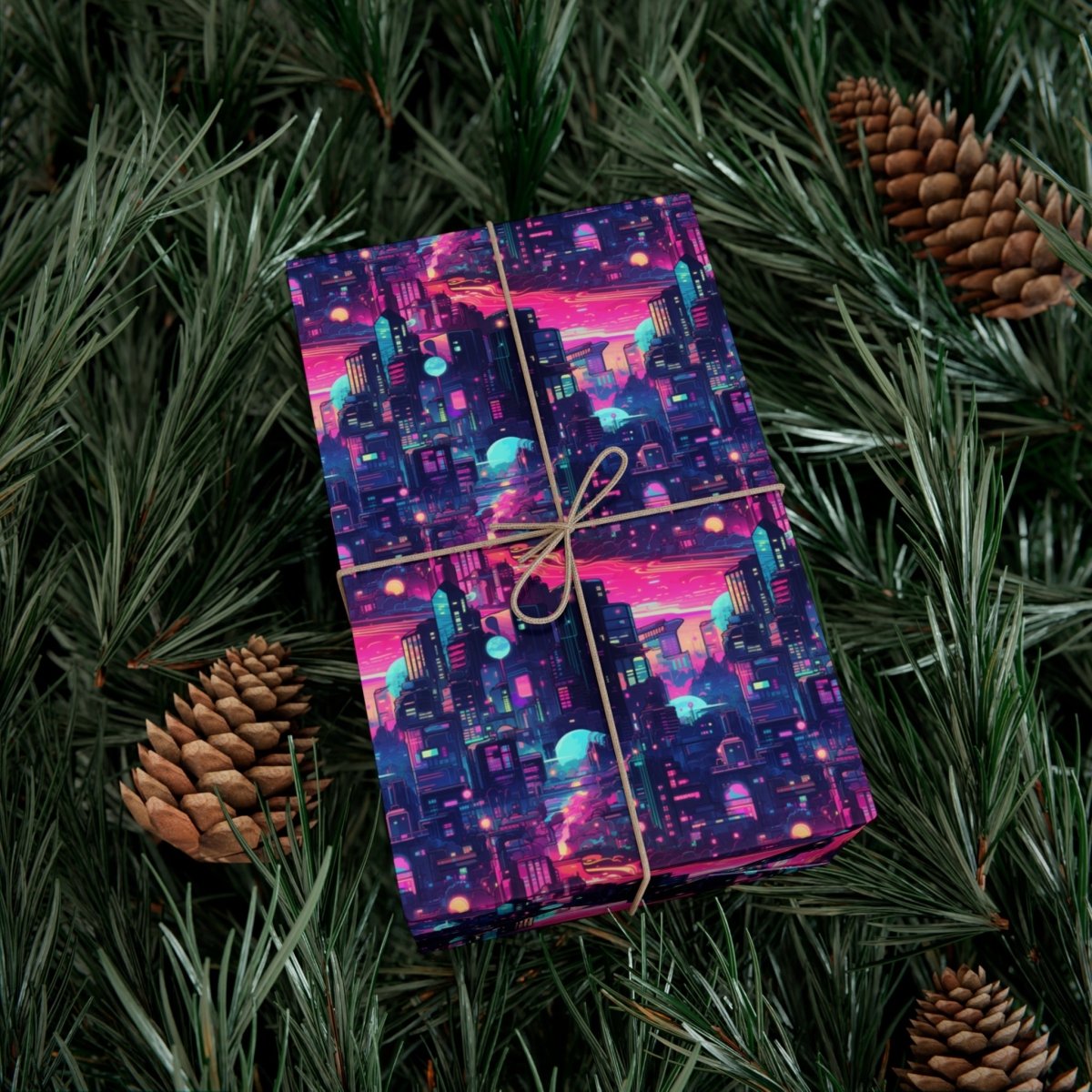 Futuristic Cityscape Gift Wrap - Home Decor | ShirtyAgents