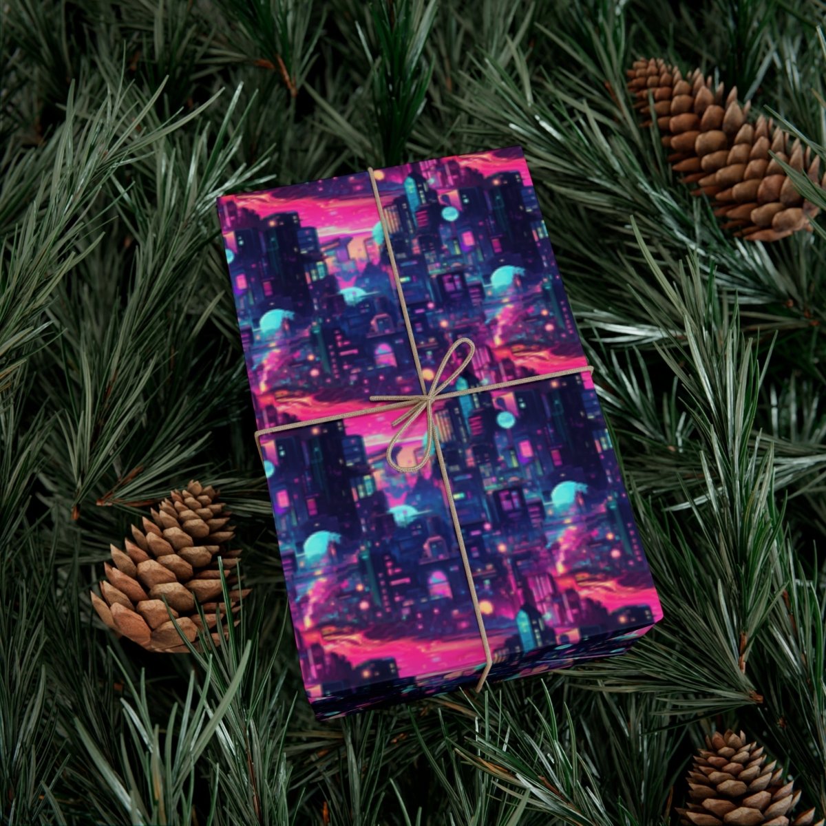 Futuristic Cityscape Gift Wrap - Home Decor | ShirtyAgents