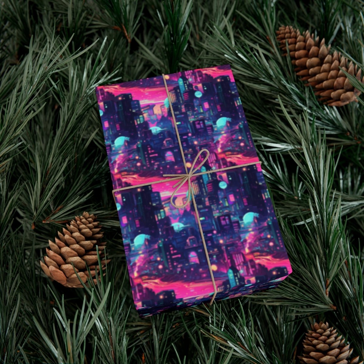 Futuristic Cityscape Gift Wrap - Home Decor | ShirtyAgents
