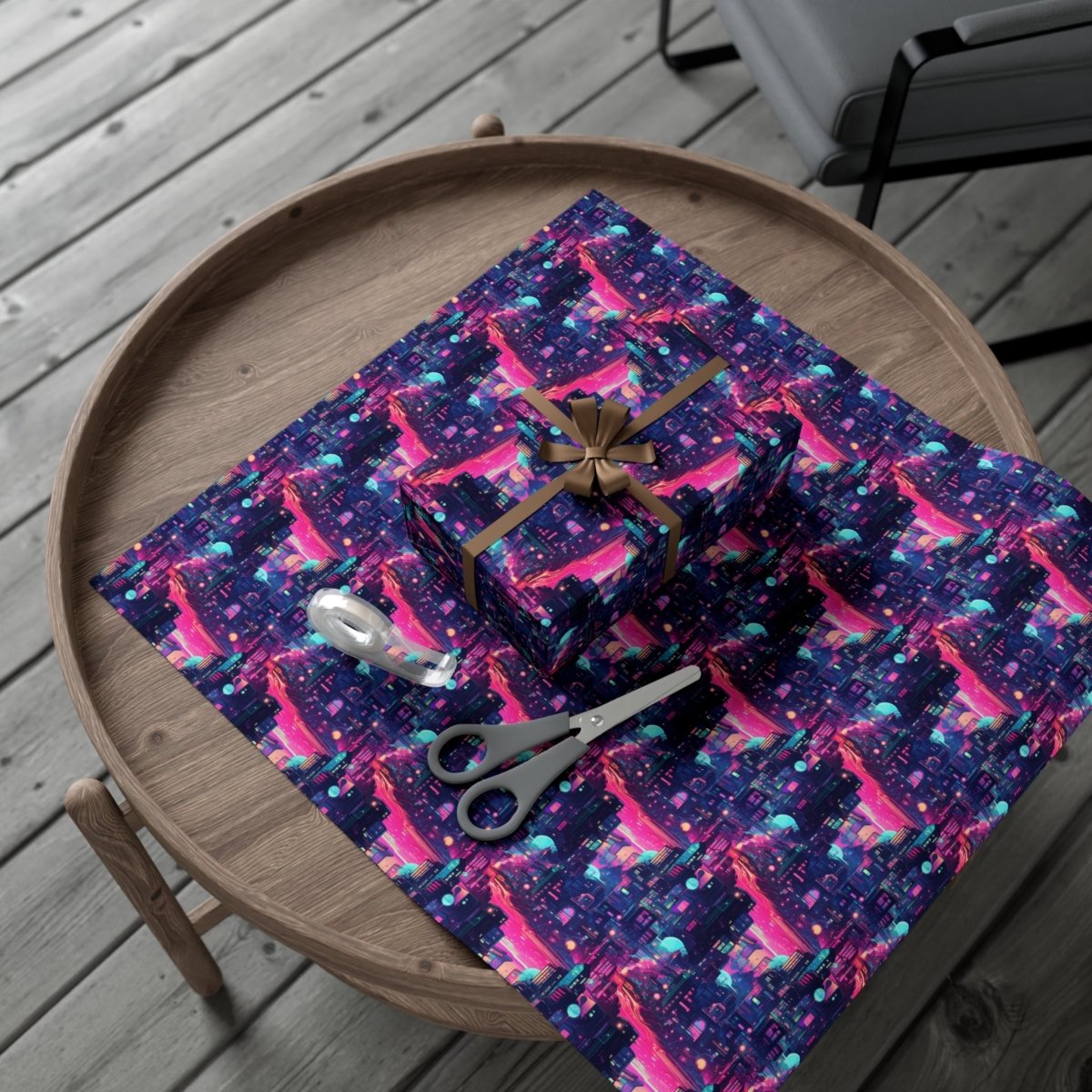 Futuristic Cityscape Gift Wrap - Home Decor | ShirtyAgents