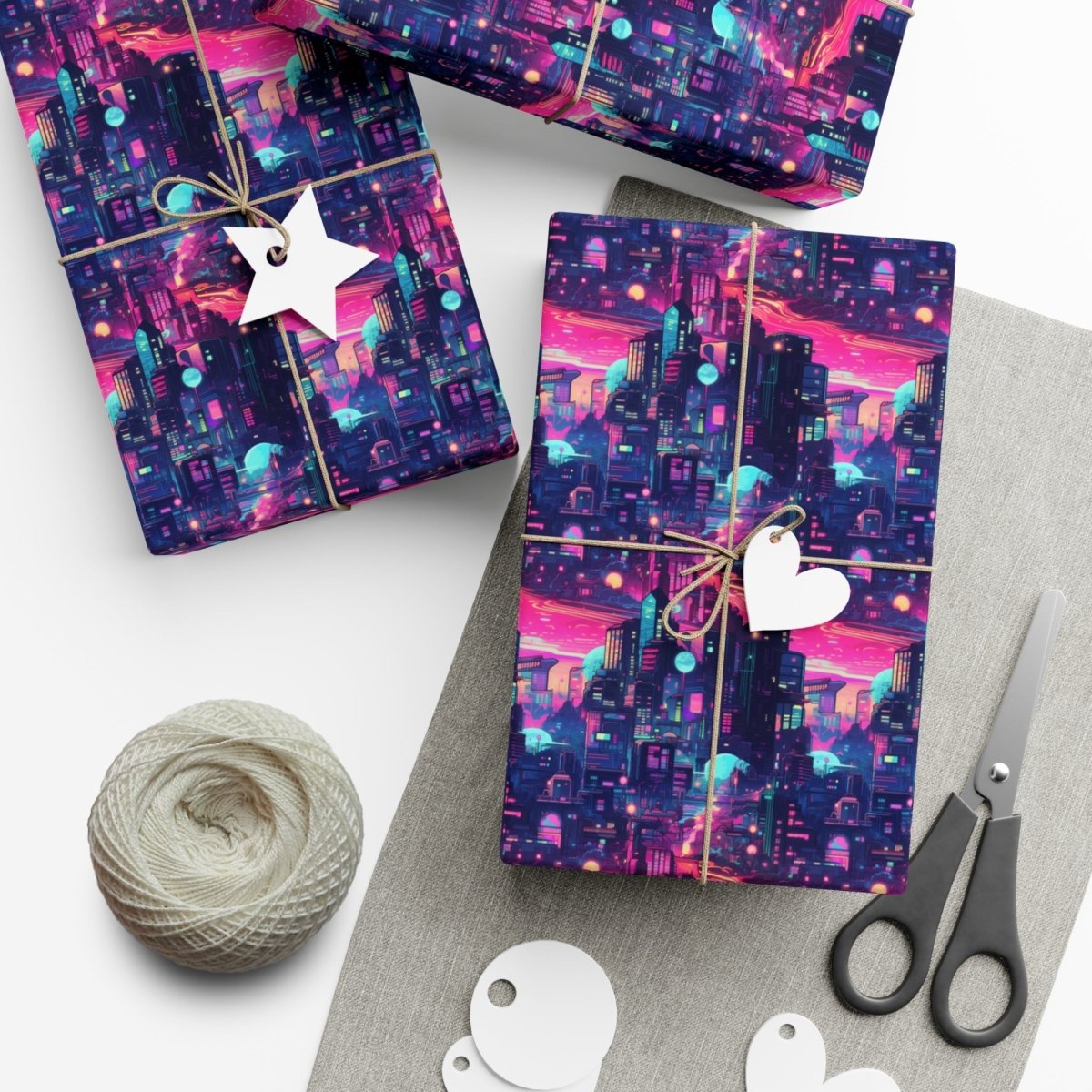 Futuristic Cityscape Gift Wrap - Home Decor | ShirtyAgents