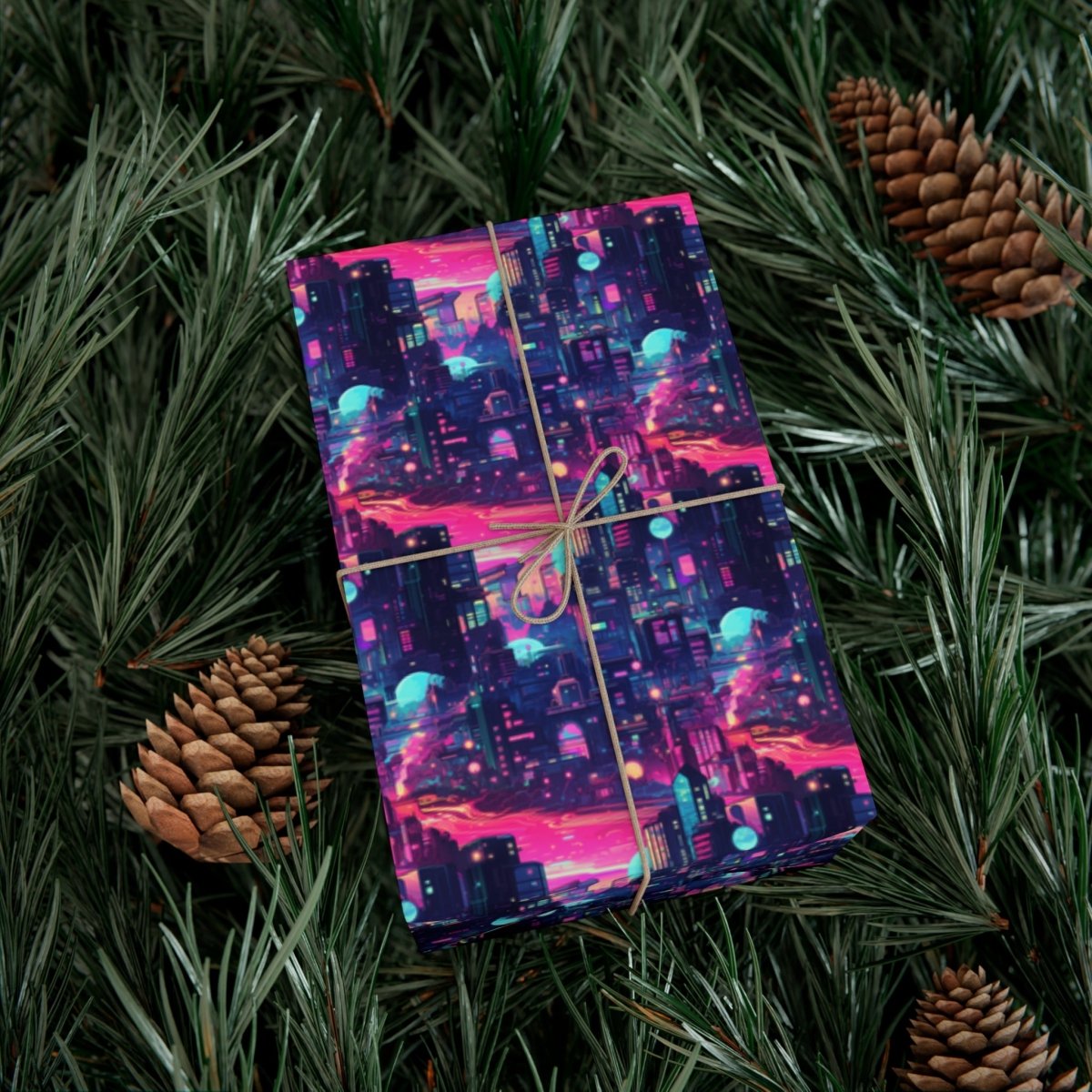 Futuristic Cityscape Gift Wrap - Home Decor | ShirtyAgents