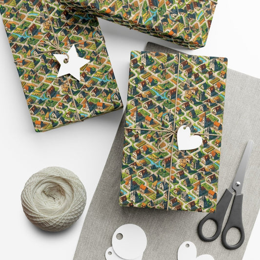 House Cluster Carcossonne Style Gift Wrap - Home Decor | ShirtyAgents